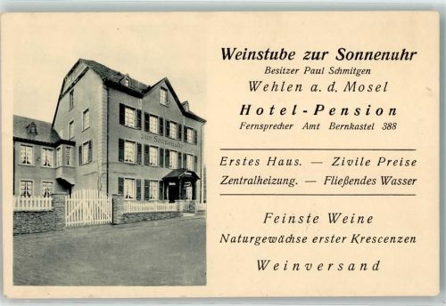 Wehlen, Mosel Gasthaus Weinstube zur Sonnenuhr