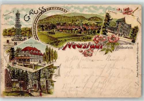 Neustadt 1899 Poppenberg-Turm Hotel Kronberg Ruine Hohnstein Kurhaus