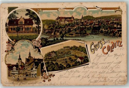 Colditz 1905 Luisa-Heim Marktplatz Schloback's Berg