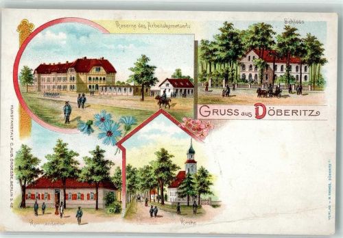 Döberitz Kaserne des Arbeiterkommando Kommandatur Lithographie