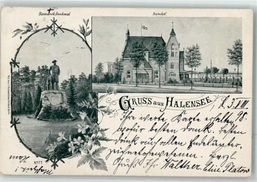 Halensee 1899 Bismarck-Denkmal Bahnhof