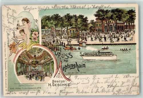 Niederschöneweide 1900 Bacchus-Engel Gasthaus Neptunshain Ballsaal