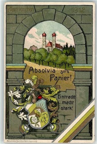 Pfarrkirchen Studentika Absolvia sei's Panier Studentenwappen sign Schmiedel