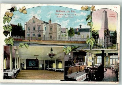 04575 O7201 Kieritzsch 1919 - Gasthaus zur Post Saal Gaststube Lutherdenkmal