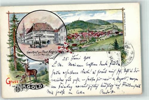 Nagold 1900 Gasthaus zur Post Hirsch