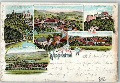 Wippra Kurort 1900 Schloß Rammelburg Biesenrode Gräfenstuhl Schloß Mansfeld