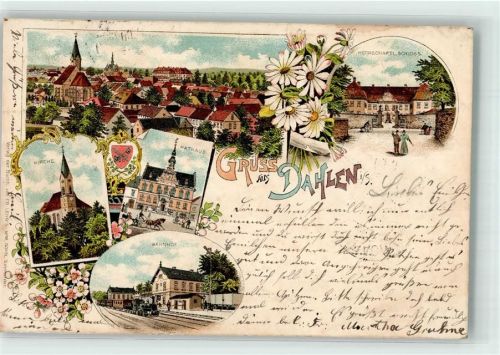 Dahlen 1900 Rathaus Bahnbhof Herrschaftl. Schloß