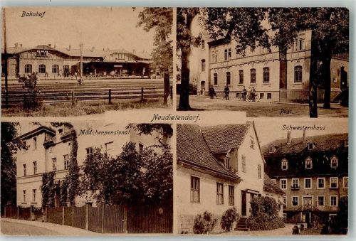Neudietendorf Bahnhof Post Mädchenpensionat Schwesternhaus Bahnpost Leipzig -Eisleben