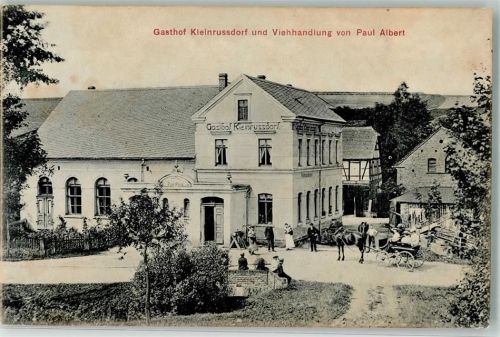 Werdau Gasthaus Kleinrussdorf & Viehandlung Albert Kutsche Stempel W. Kohl - Stralsund Ort lt. Verlag