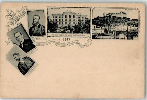 Greiz 1897 25. jähriges Jubiläum d. städt Gymnasiums Professorenportraits Oberes Schloß