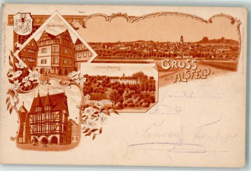 Alsfeld 1902 Hochzeitshaus Rathaus Schloß Altenburg Wappen