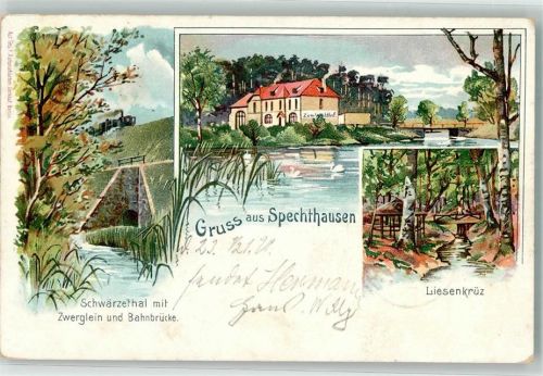 16230 O1301 Spechthausen 1899 - Schwärzetal Zwerglein Bahnbrücke Gasthaus Liesenkrüz