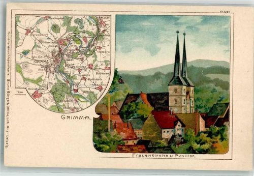 Grimma Frauenkirche Pavillon Landkarte Verlag Bruno Bürger Nr 2201