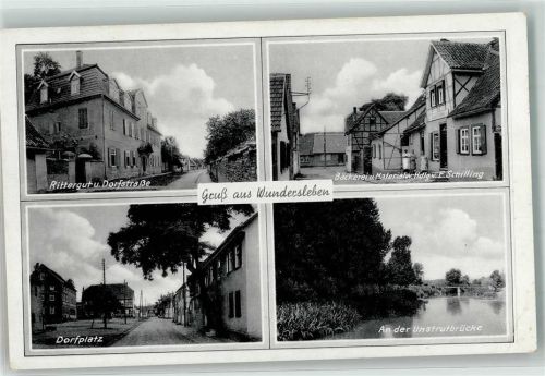 Wundersleben Dorfstraße Rittergut Dorfplatz Bäckerei Schilling Unstrutbrücke Photo AK