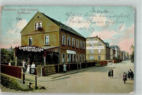 Weida 1912 Cafe-Conditorei Edelweiss Großhandlung Hering