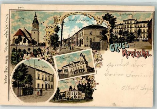 01731 O8216 Kreischa b Dresden 1901 Lithographie Park-Hotel Gasthaus Erbgericht Bad-Kreischa