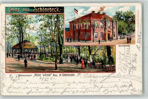 Schönebeck 1901 Gasthaus Etablissement Neue Weide H. Grothusen