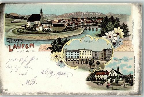 Laufen 1900 Stadtplatz Kapuziner Kloster