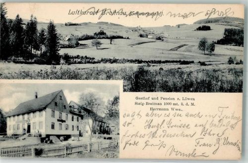 Breitnau Gasthaus zum Löwen Bahnpost Freiburg-Zg. 541
