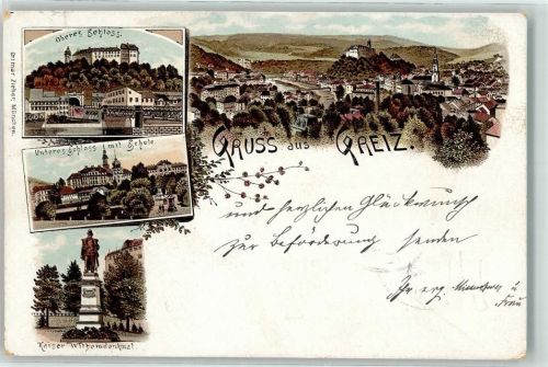 Greiz 1895 Vorläufer Kaiser Wilhelmdenkmal Unteres Schloß Oberes Schloß