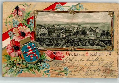 Stockheim 1901 Wappen Stockheim Lithographie