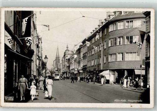 50667 W5000 Köln Kalk 802 - WK II Hauptstraße Hakenkreuzfahnen Straßenbahn