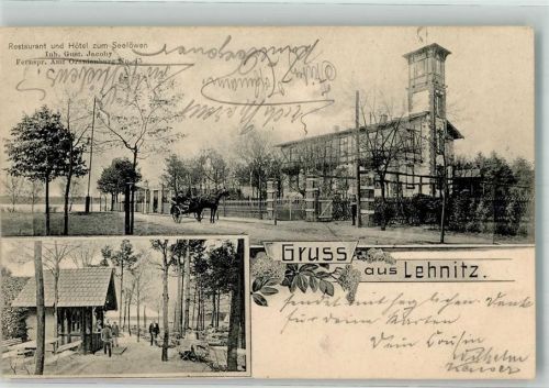 16515 O1407 Lehnitz 1906 - Gasthaus-Hotel zum Seelöwen Gartenwirtschaft Kutsche