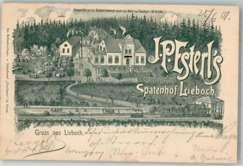 Lieboch 1901 J.P. Esterl`s Gasthaus Spatenhof Bahnhof