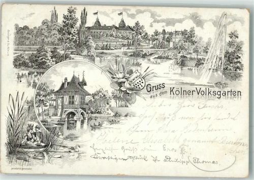Köln Neustadt-Süd 102 1898 Verläufer Druck 1890 - 95 Volksgarten Gondelteich