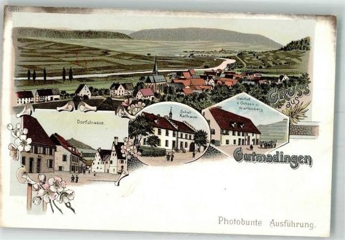 Gutmadingen Dorfstraße Schul- & Rathaus Gasthaus zum Ochsen Photobunte Aussführung