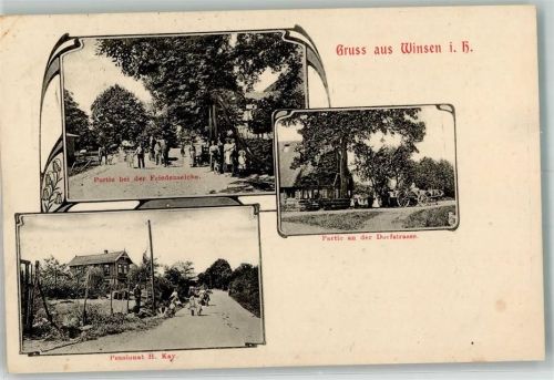Winsen 1910 Friedenseiche Dorfstraße Pensionat H. Kay