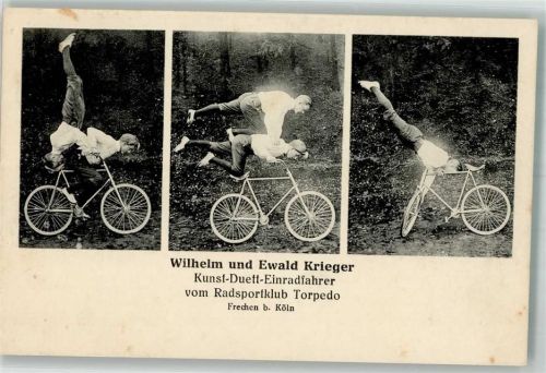Frechen Radsportklub Torpededo Kunstduett-Einradfahrer Wilhelm und Ewald Krieger Fahrräder