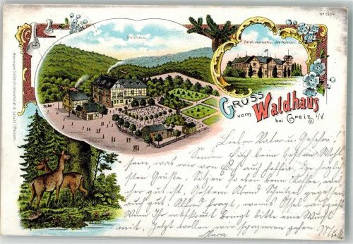 Greiz 1899 Fürstl. Jagdschloß Gasthaus Waldhaus Rehwiese