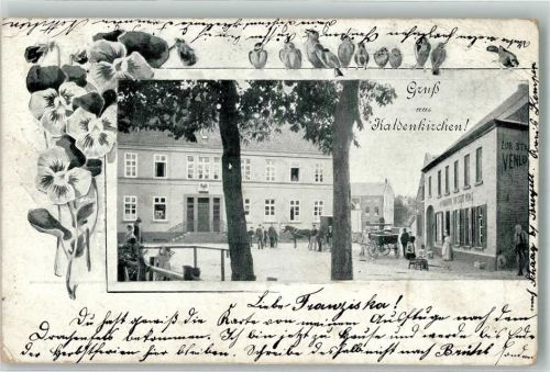 Kaldenkirchen 1898 Stiefmütterchen Singvögel Stadtplatz Kutschen Gasthaus Stadt Venlo Passeparout Stauchungen
