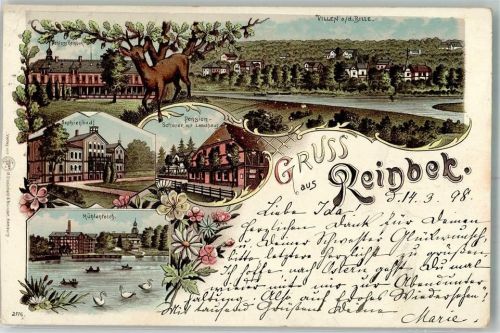 Reinbek 1898 Sophienbad Mühlenteich Rehbock Pension Scherrer Schloß Reinbek