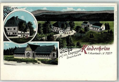 15537 O1252 Grünheide , Mark Lithographie Leipziger Kinderheim Ernst Wagner-Haus Sammlung Wollmann