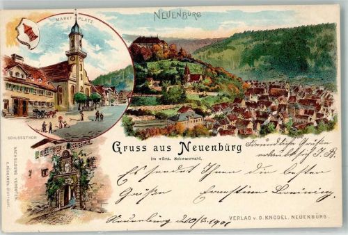 Neuenbürg 1901 Marktplatz Schlosstor