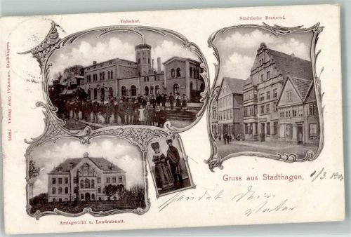 Stadthagen 1901 Volkstrachten Amtsgericht Landratsamt Bahnhof Städtische Brauerei