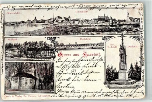 Haßfurt 1903 Mainbrücke Wildbad Flutbrücke Amonshütte