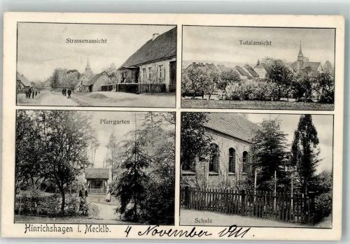 17192 O2061 Hinrichshagen b Waren 1911 - Pfarrgarten Schule Dorfstraße
