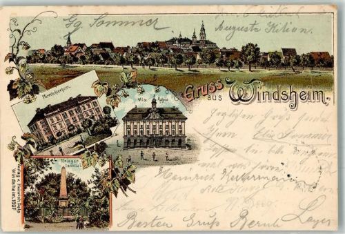 Bad Windsheim 1903 Pfarrtöchterheim Altes Rathaus Kriegerdenkmal