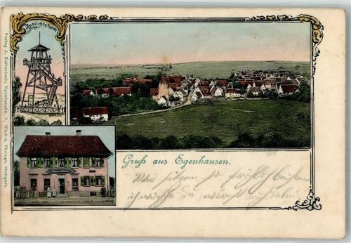 72227 W7271 Egenhausen , Württ 1902 Gebrauchsspuren Aussichtsturm Geschäftshaus
