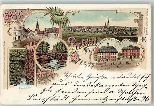 Burgstädt 1899 Marktplatz Brauselochtal Schweizertal Rathaus