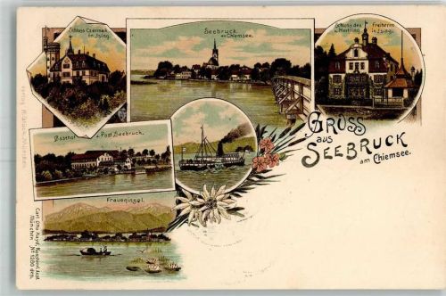 Seebruck 1900 Fraueninsel Schloß Czermak Schloß Freiherr von Hertling Basthof Chiemseedampfer