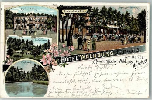 Ahrensburg 1897 Logierhaus Waldburg Karpfenteich