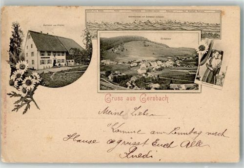 Gersbach 1903 Alpen Markgräfler Tracht Gasthaus zur Krone