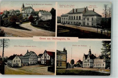 09353 O9273 Oberlungwitz 1911 - Kirche Pfarrhaus Rathaus Gasthaus zur Post