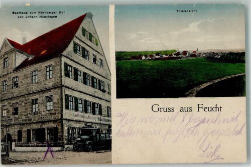 Feucht Bahnpost Zug 445 24.6.28 Gasthaus zum Nürnberger Hof LKW