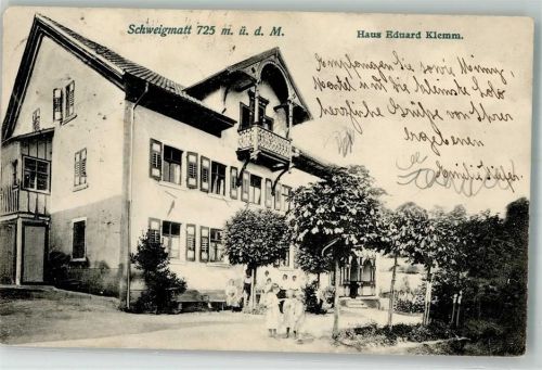 Schweigmatt 1907 Haus Eduard Klemm Bahnpost Basel-Zell Zg. 1725