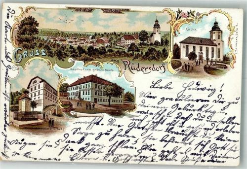 Rüdersdorf 1900 Kriegerdenkmal Schule Gasthaus zum grünen Baum